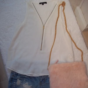 NWOT Ambiance White Sleeveless Top Size Small